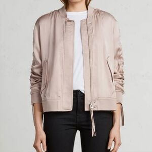 ALLSAINTS Ellis Bomber Long Sleeve Full Zip Ruched